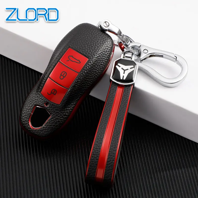 Remote Key Tpu Car Key Case Cover For Porsche Cayenne Panamera 911 Macan 718 Taycan Key Cover Car Accessories Key Holder Keyring