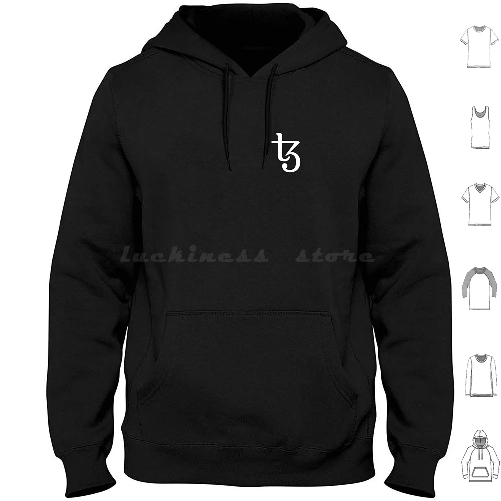 Tezos Felpe Con Cappuccio Manica Lunga Bitcoin Ethereum Crypto Currency Criptovaluta Money Ico New Free Black Logo Icon Cpu Ram