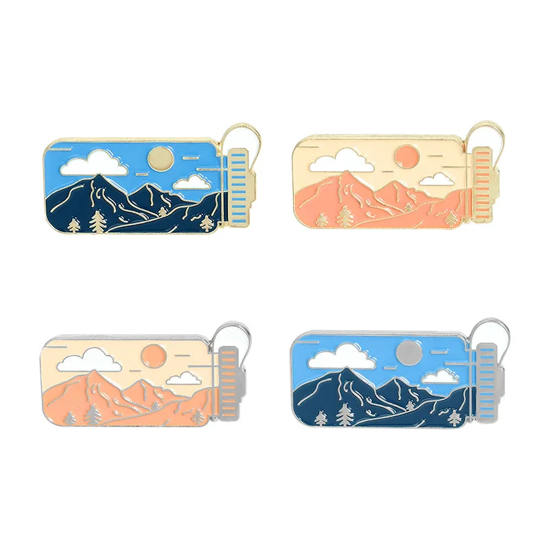 Cartoon Cute Outdoor Landscape Cloud Mountain Peak Spilla Creative Water Cup Travel Cup Space Cup Shape Spilla Spille Da Bavero