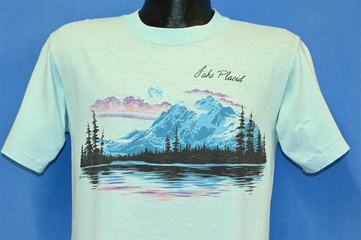 Maglietta Souvenir 80S Lake Placid New York State Mountain Forest Lake