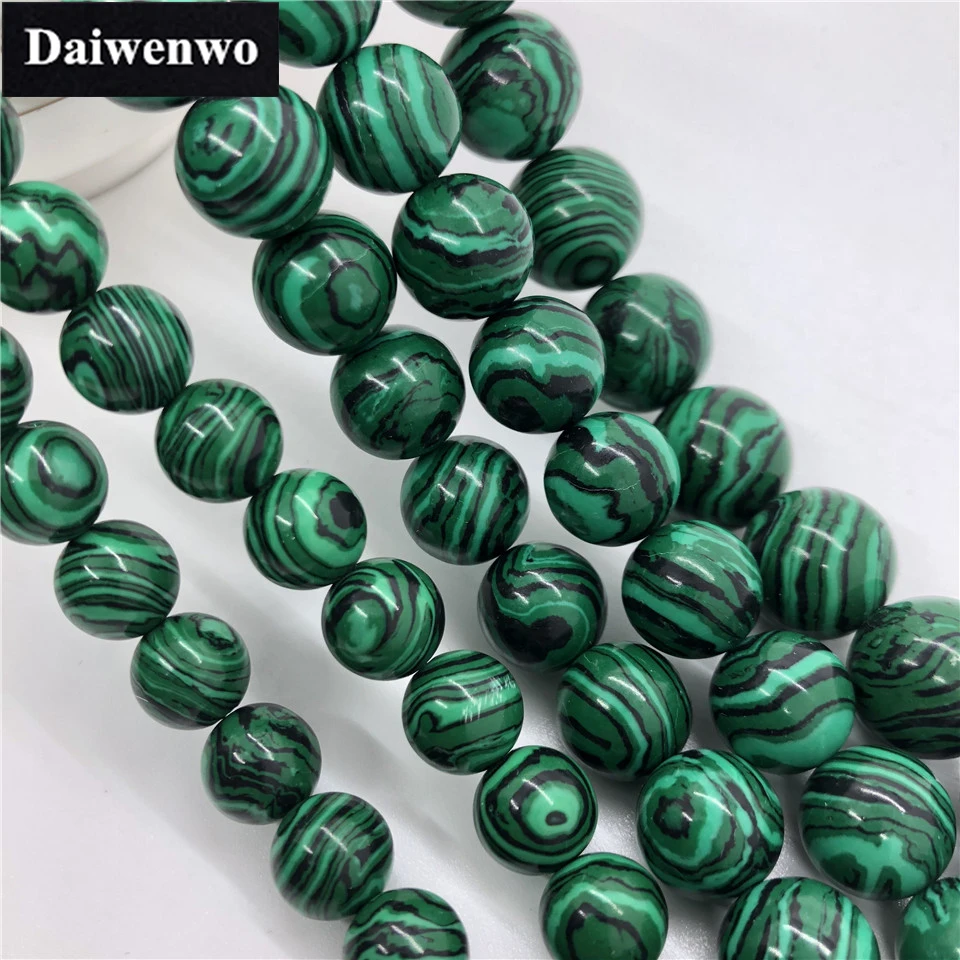 Perline Di Malachite 4-14Mm Rotonde Fai Da Te Perline Di Pietra Blu Malachite Accessori Per Gioielli