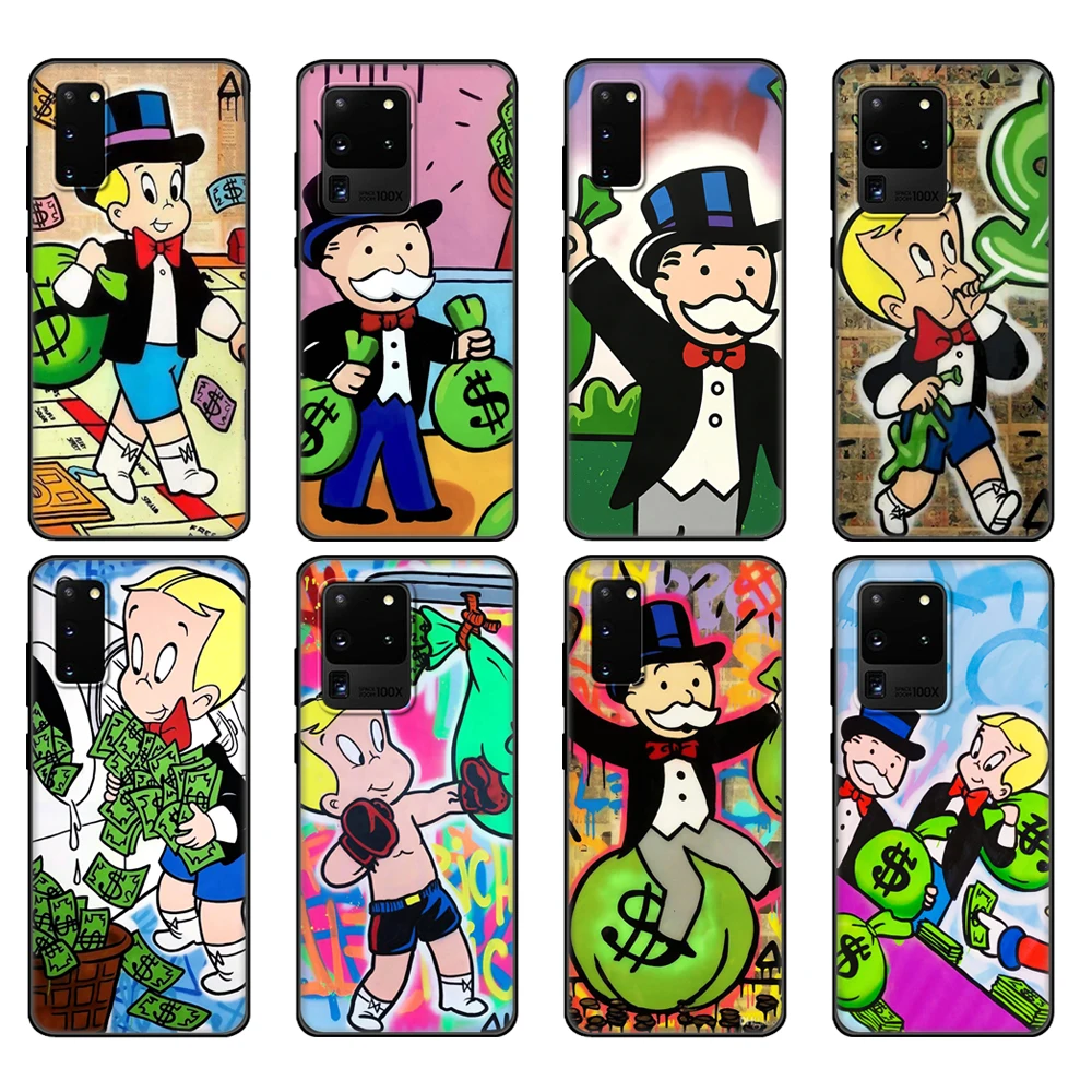 Custodia In Tpu Nera Per Samsung Galaxy S20 /S20 Plus/S20 Ultra/S20 + /S20Fe Cover Posteriore Dollar Alec Monopoly