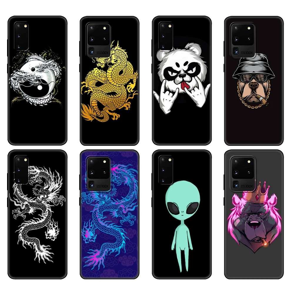 Custodia In Tpu Nera Per Samsung Galaxy S20 /S20 Plus/S20 Ultra/S20 + /S20Fe Cover Posteriore Dragon