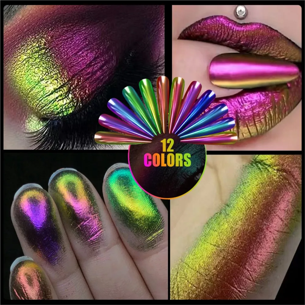 Magic Mirror Powder Chameleon Polarizing Powder 0.5G High-Light Iridescent Diamond Shimmering Holographic Rainbow Eyeshadow Dust