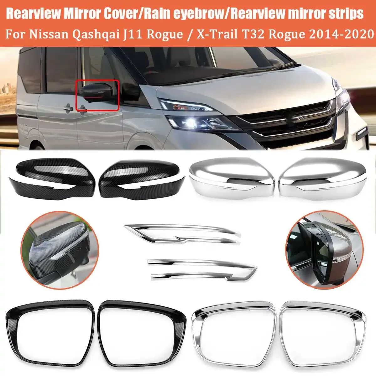 Car Side Specchietto Retrovisore Copertura Cap Mirror Rain Shield Weathershield Per Nissan Qashqai J11 Rogue X-Trail T32 Rogue 2014-2020