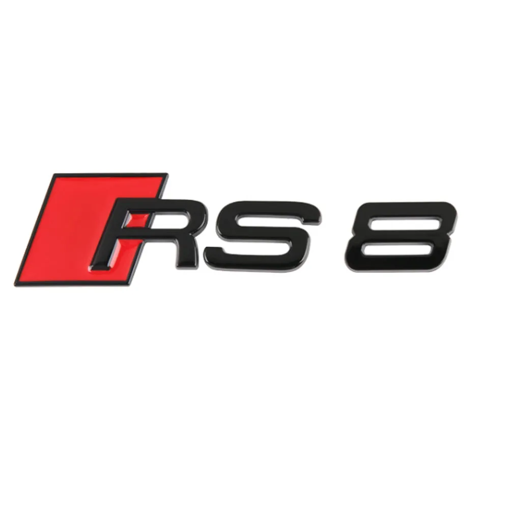 Per Audi Rs8 Emblem Badge Sticker Rs 8 Black Shiny Car New