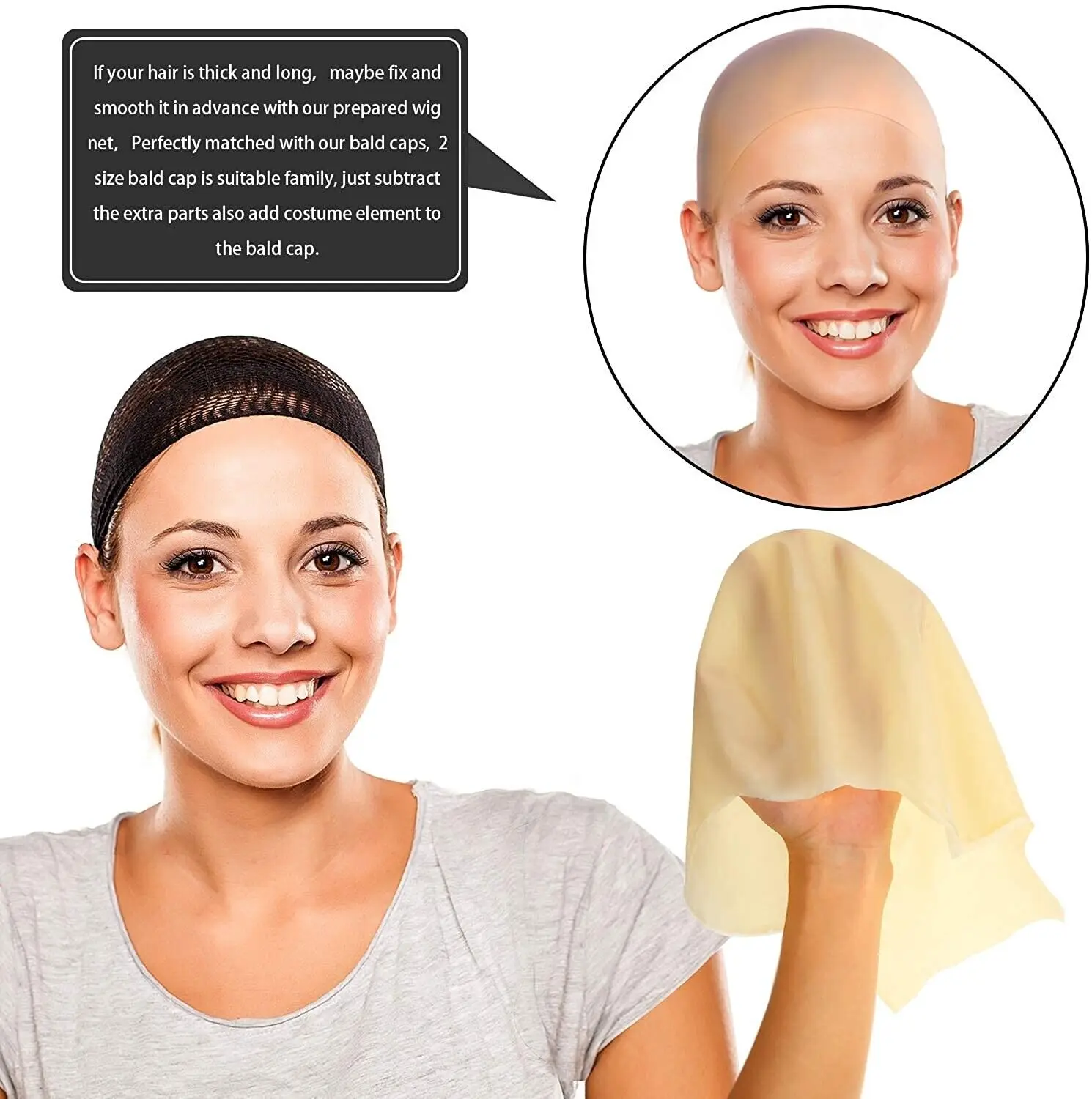 Unisex Latex Skin Fake Bald Head Parrucca Hair Cap Party Accessori Di Halloween Skinhead Styling Hair Cap Supplies Festival Activity