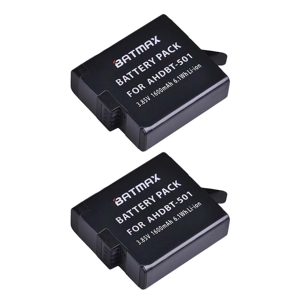 2Pcs 1600Mah Batteria Per Gopro Hero 5 Hero 6 Hero 7 Gopro Camera Ahdbt-501 Ahdbt 501 Gopro Hero5 4K Camera