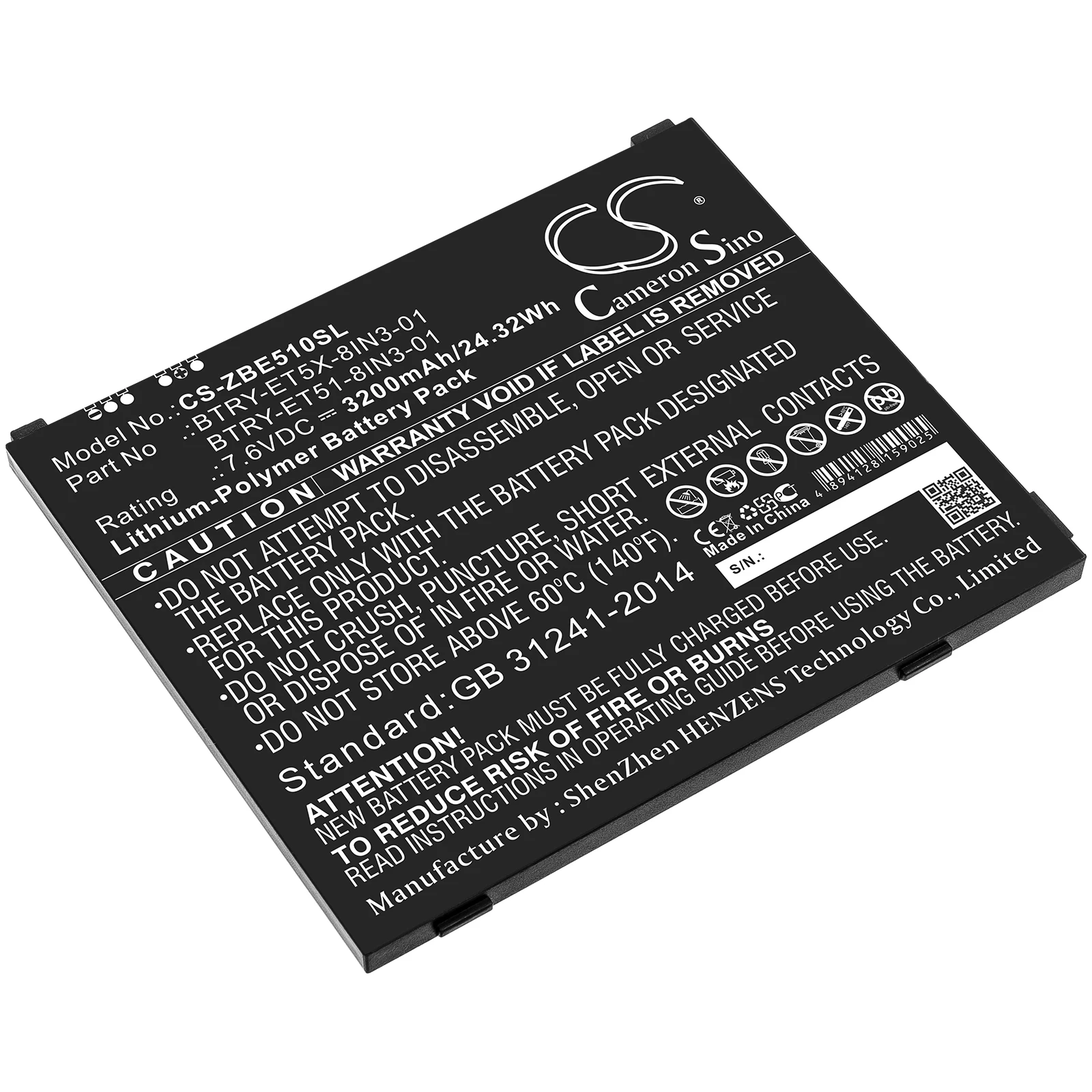 Batteria Tablet Per Zebra Btry-Et51-8In3-01 Btry-Et5X-8In3-01 Et51 Windows Os At-W12E Ae-W12E Ce-G21E-00Na Et56