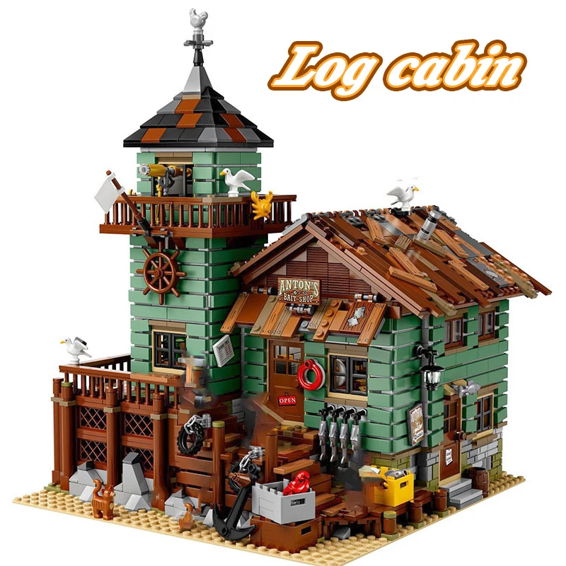 Capanna Del Pescatore Vecchio Negozio Di Pesca Cabina Casa Modello Building Blocks Mattoni Città Creativa Assemblaggio Giocattoli Per Regali Di Comple