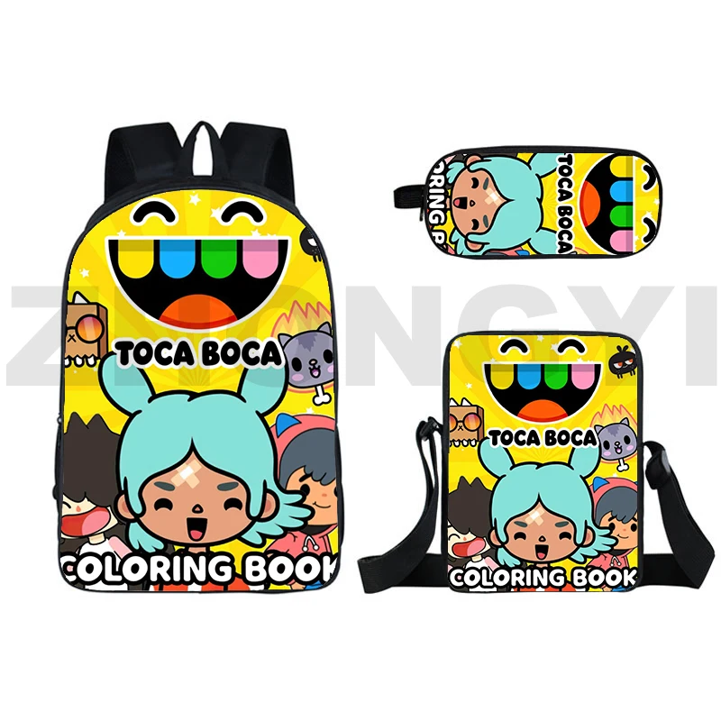 3D Stampato Anime Toca Life World Game Zaino Bookbag School Bag 16 Pollici Toca Life World Bagpack Travel Women