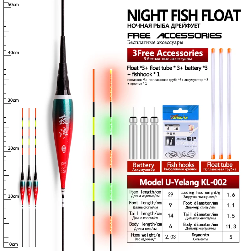 3 Pezzi Nano Galleggianti Da Pesca Elettrici + 3 Pezzi Cr425 + 3 Pezzi Tubo Galleggiante + 1 Borsa Ganci Luminosi Boya Acqua Dolce Bouy Accessori Per 