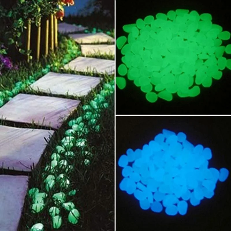 25/50Pcs Glow In The Dark Ciottoli Da Giardino Glow Stones Rocce Per Passerelle Percorso Da Giardino Patio Prato Giardino Cortile Decor Pietre Luminos