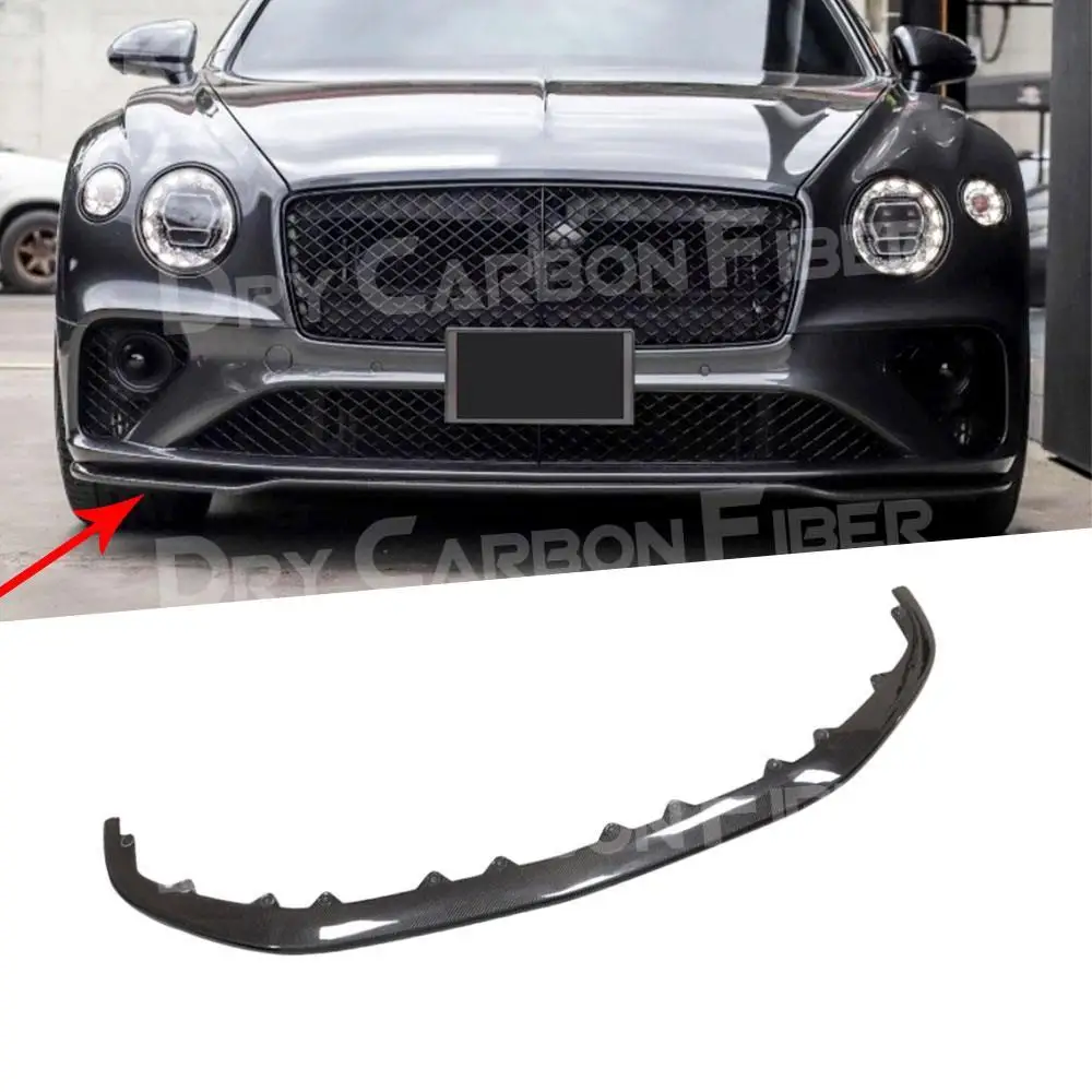 Per Bentley Continental Gt W12 2015-2017 2018-2021 In Fibra Di Carbonio Paraurti Anteriore Lip Splitter Spoiler Body Kit