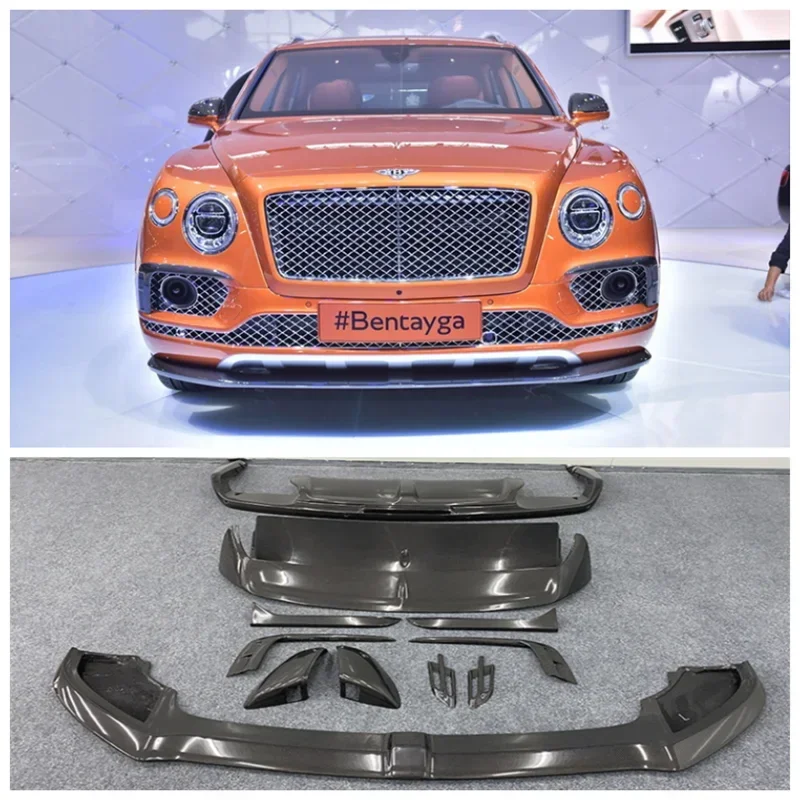 Per Bentley Bentayga V8 W12 2016-2023 Vera Fibra Di Carbonio Tronco Anteriore Lip Splitter Diffusore Posteriore Spoiler Gonna Laterale Body Kit