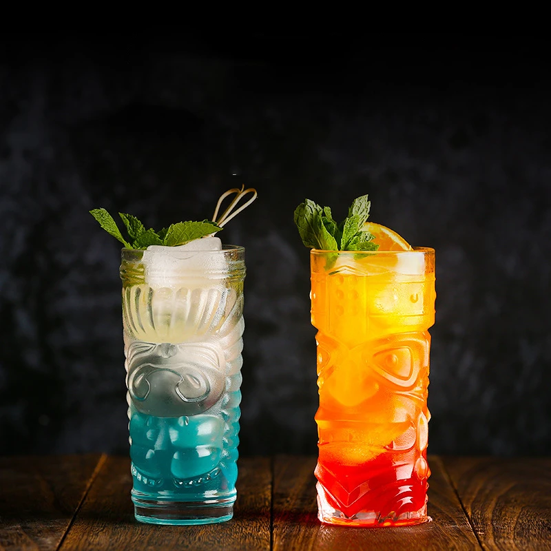 Creativo Sciamano Totem Face Tiki Bar Glass Wine Cocktail Glasses Whisky Cup Beer Cup Juice Cup Addensare Bar Cooler Bicchieri Trasparenti