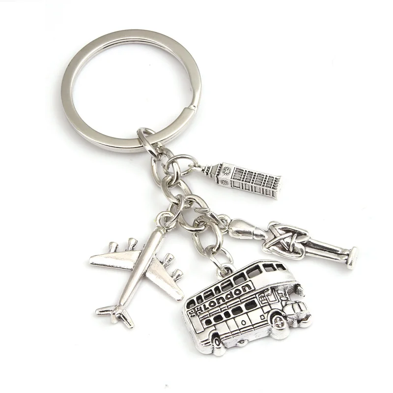 Popolare London Bus Clock Tower Charms Portachiavi Soldier Plane Portachiavi Per Gioielli Regalo Souvenir Di Festa Artigianato