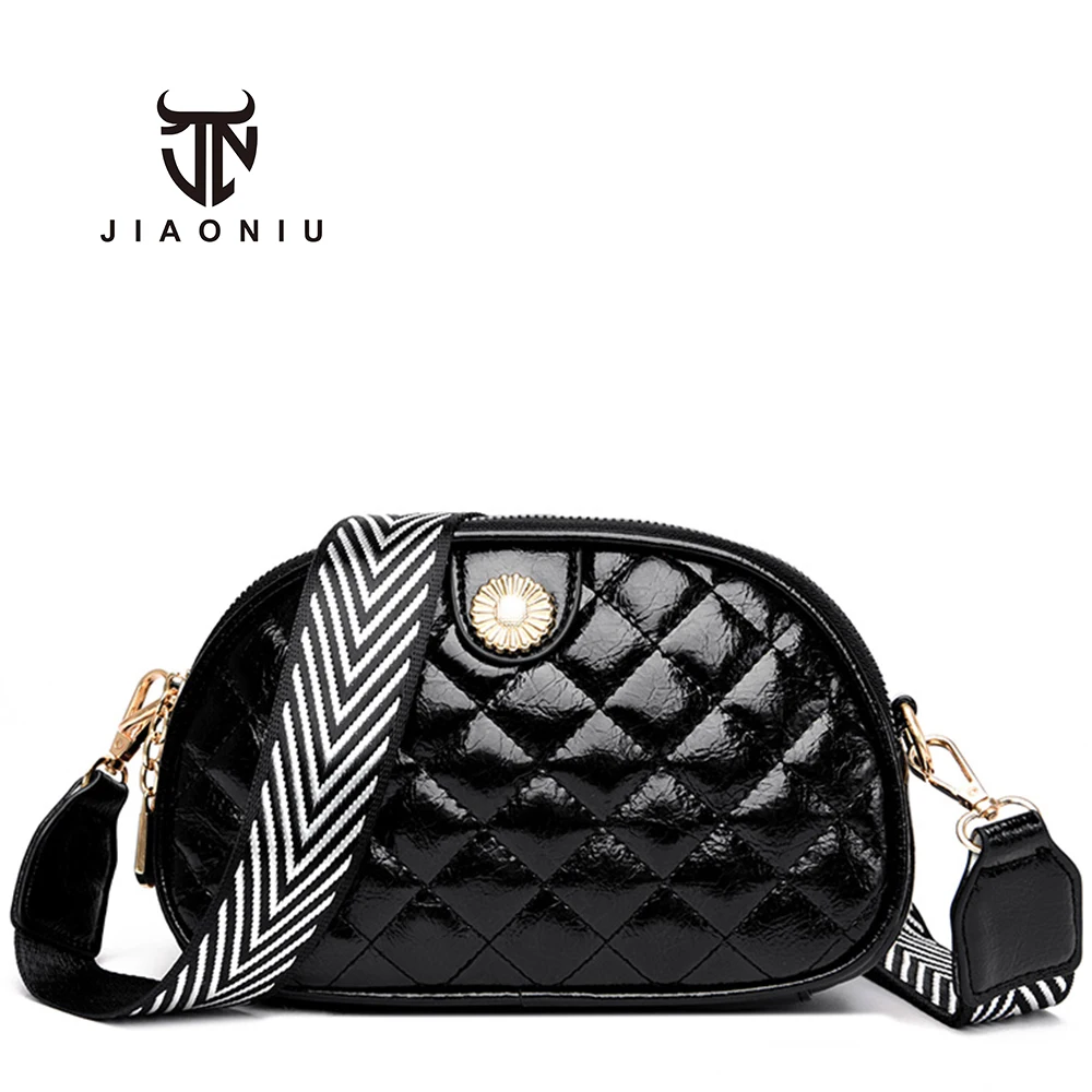 Fashion Plaid Design Ladies Shoulder Bag Trumpet Solid Color High Quality Leather Ladies Messenger Bag New Women Bags Wallet Sac