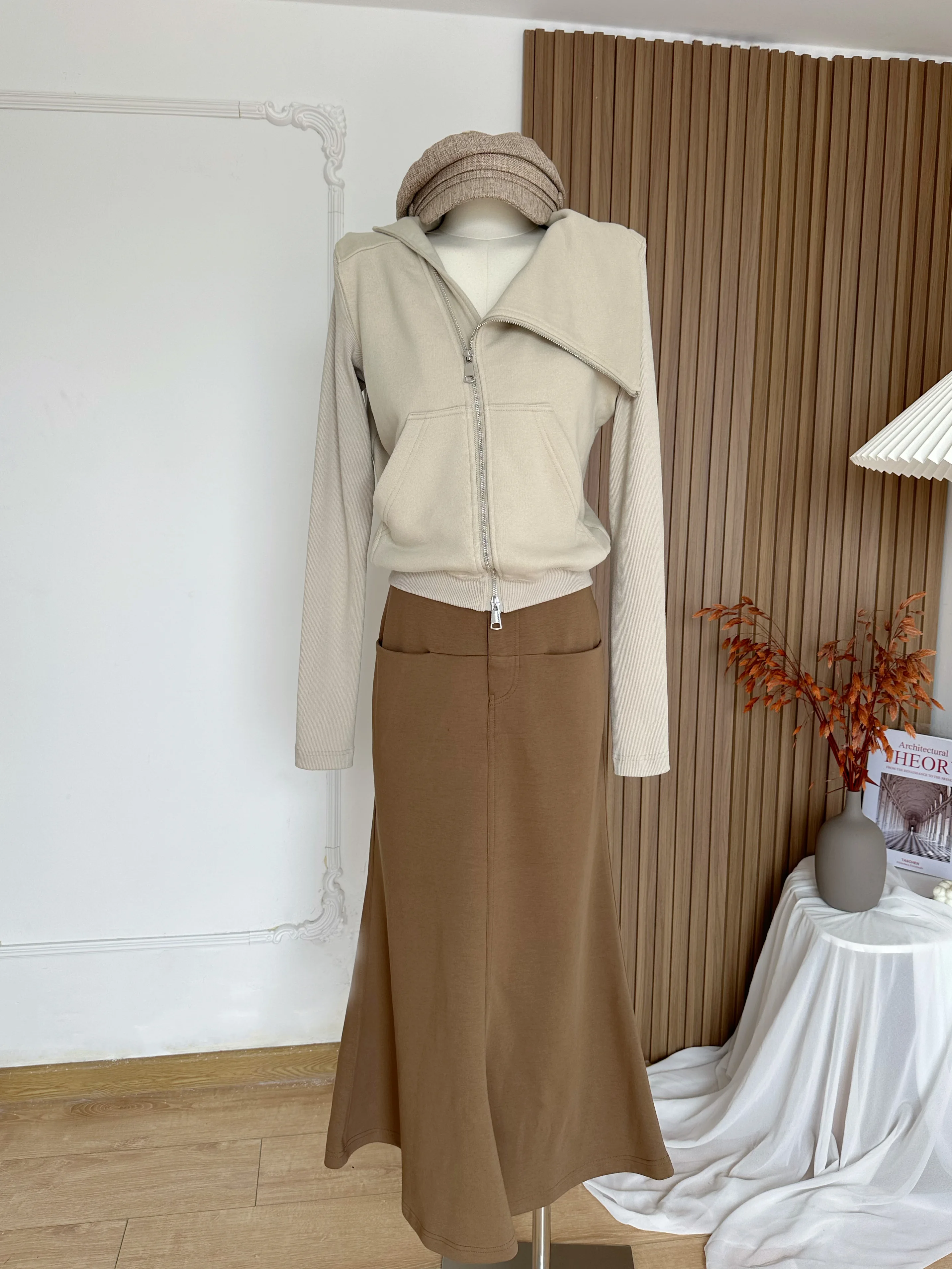 Nuovo Design Da Donna Sense Commuter Leisure French Advanced Sense Retro Fishtail Maillard Anni '90 Workwear Split Long Half Skirt