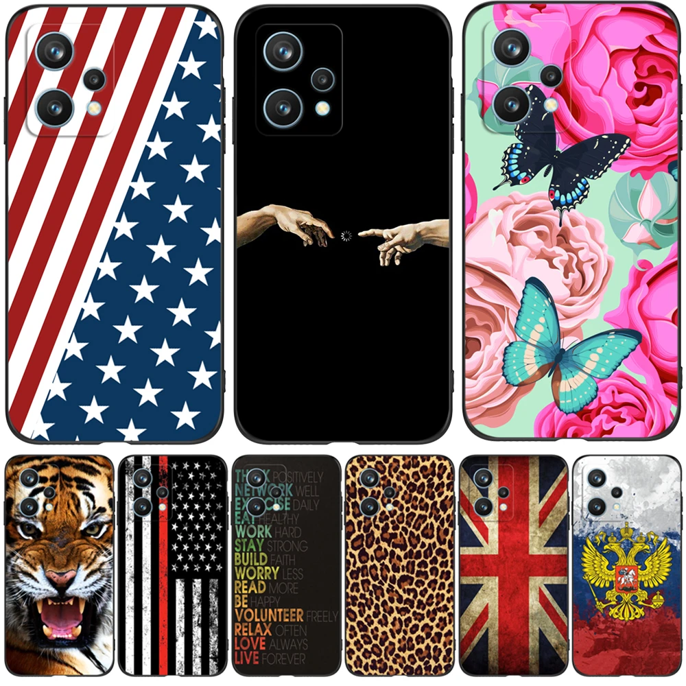 Per Realme 9 Pro Plus Cover Posteriore Del Telefono Per Realme 9 5G 4G Custodia In Tpu Nero Uk Usa Flag Skull Wolf