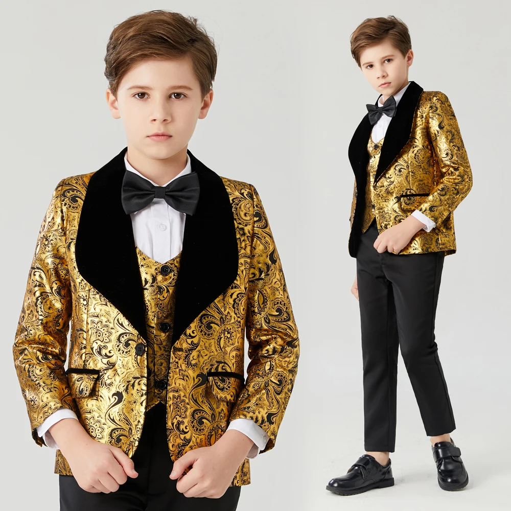 Ragazzi Abiti Da Sposa Scialle Risvolto Ragazzi Mens Suits 3 Pezzi Del Ragazzo Abbigliamento Formale Slim Fit Ragazzo Vestito Vestito Da Promenade (Ja