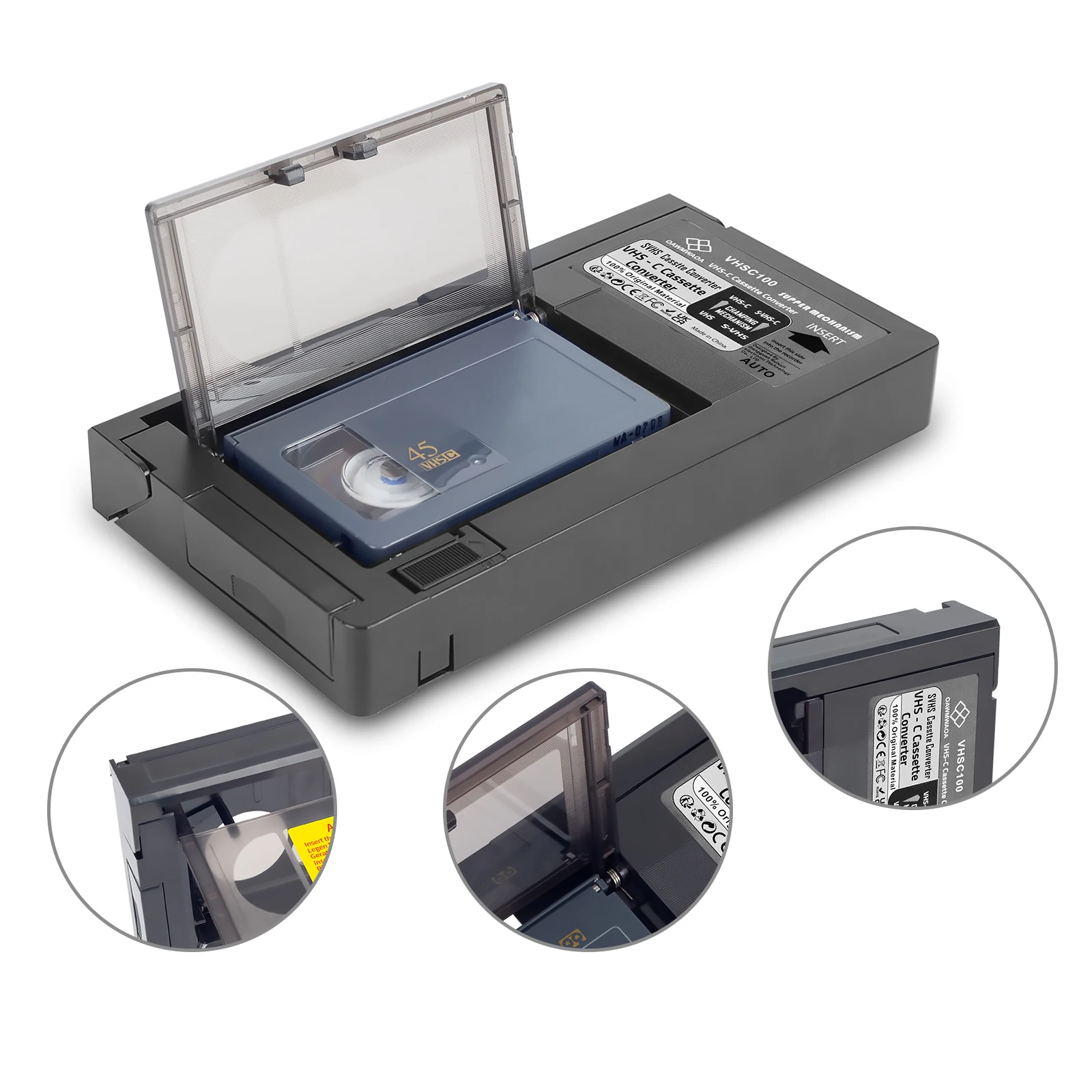 Per Vhs-C Videocamere Svhs Adattatore Per Cassette Vhs Motorizzato Sigillato Rca Compatibile Per Adattatore Per Cassette Minidv/Hi8 Vhs-C