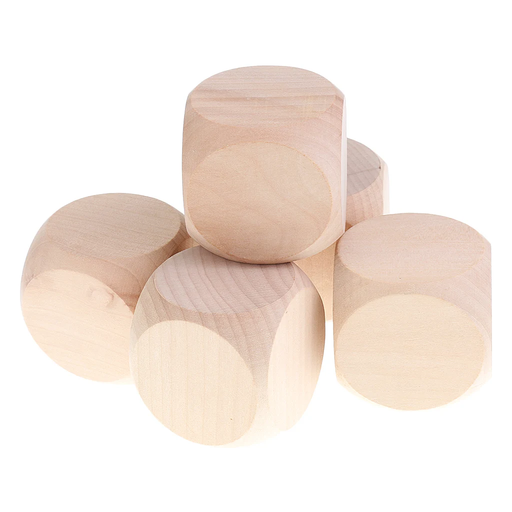 Conjunto De 5 Pedazos De Dados De Madera En Blanco Para Los Juegos De D