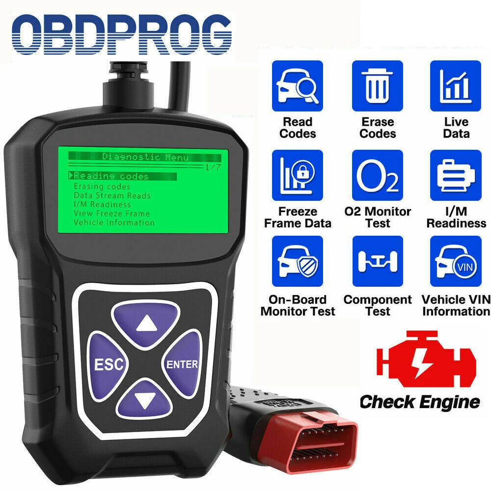 Obdprog Mt100 Obd2 Lettore Di Codici Per Scanner Automobilistico Strumento Diagnostico Per Auto Controllo Motore Eobd Pk Elm327