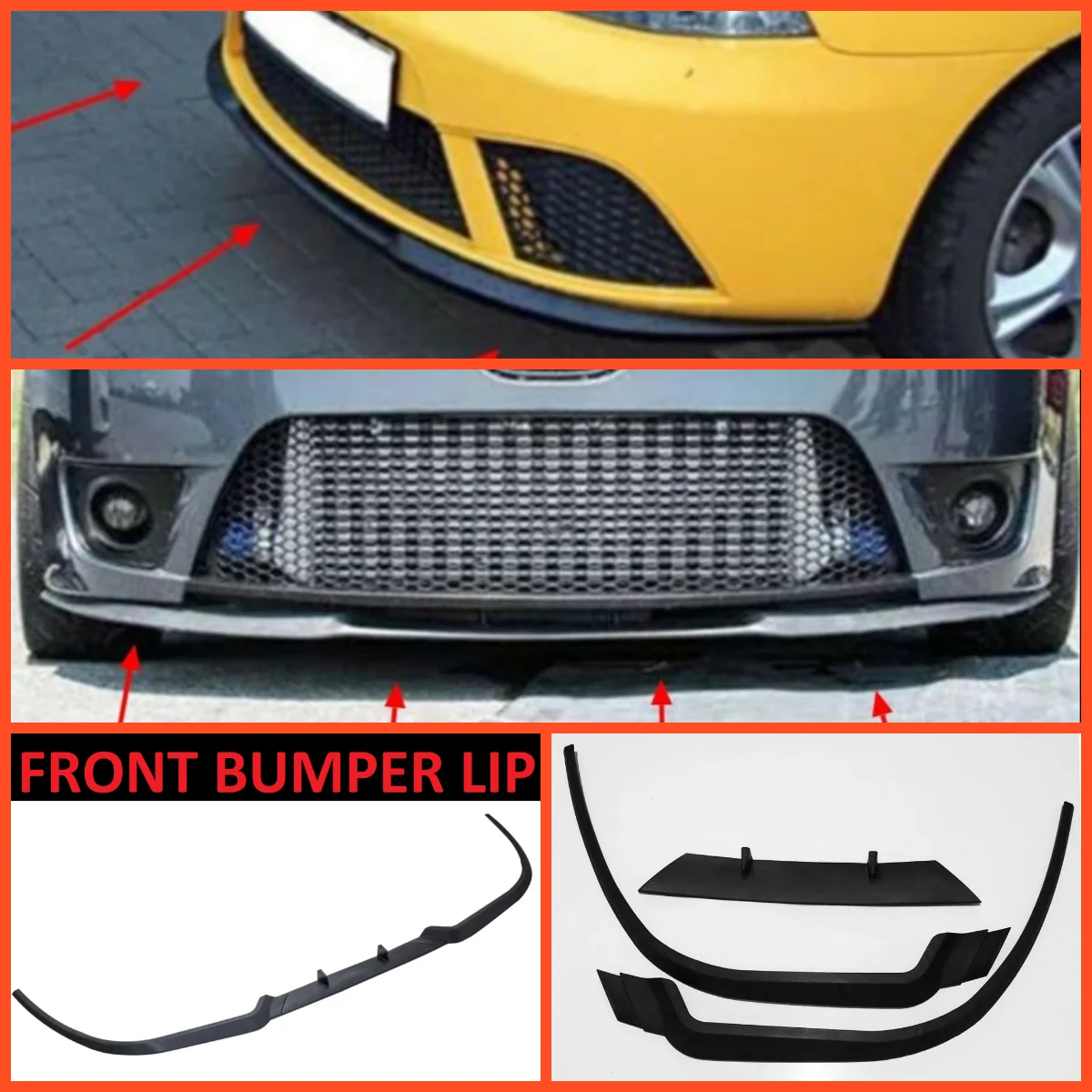 Per Seat Ibiza Mk4 6L Cupra R Spoiler Anteriore Paraurti Lip Euro Spoiler Lip Universal 3 Pcs Body Kit Splitter Accessori Per Auto
