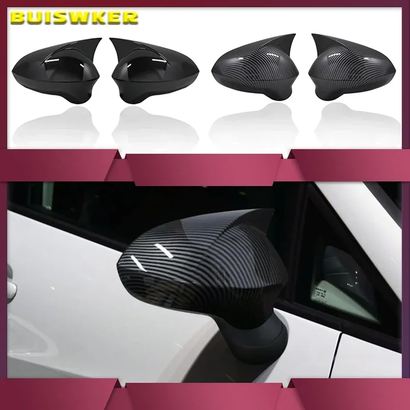 2 Pieces High Quality Abs Plastic Bat Style Mirror Covers Caps Rearview Mirror Piano Black For Seat Ibiza Cupra 2009-2017