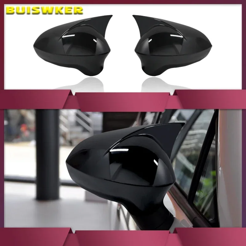 2 Pieces High Quality Abs Plastic Bat Style Mirror Covers Caps Rearview Mirror Piano Black For Seat Ibiza Cupra 2009-2017
