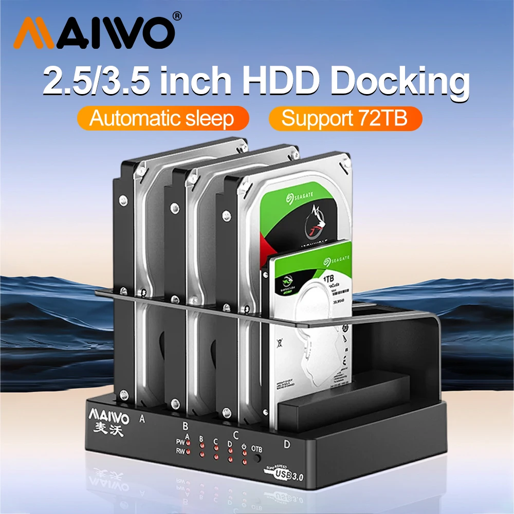 Maiwo 4 Bay Hard Drive Enclosure Sata A Usb 3.0 Esterno Multi-Bay 2.5 E 3.5 Pollici Hdd Sdd Docking Station Hard Disk Box Per Pc