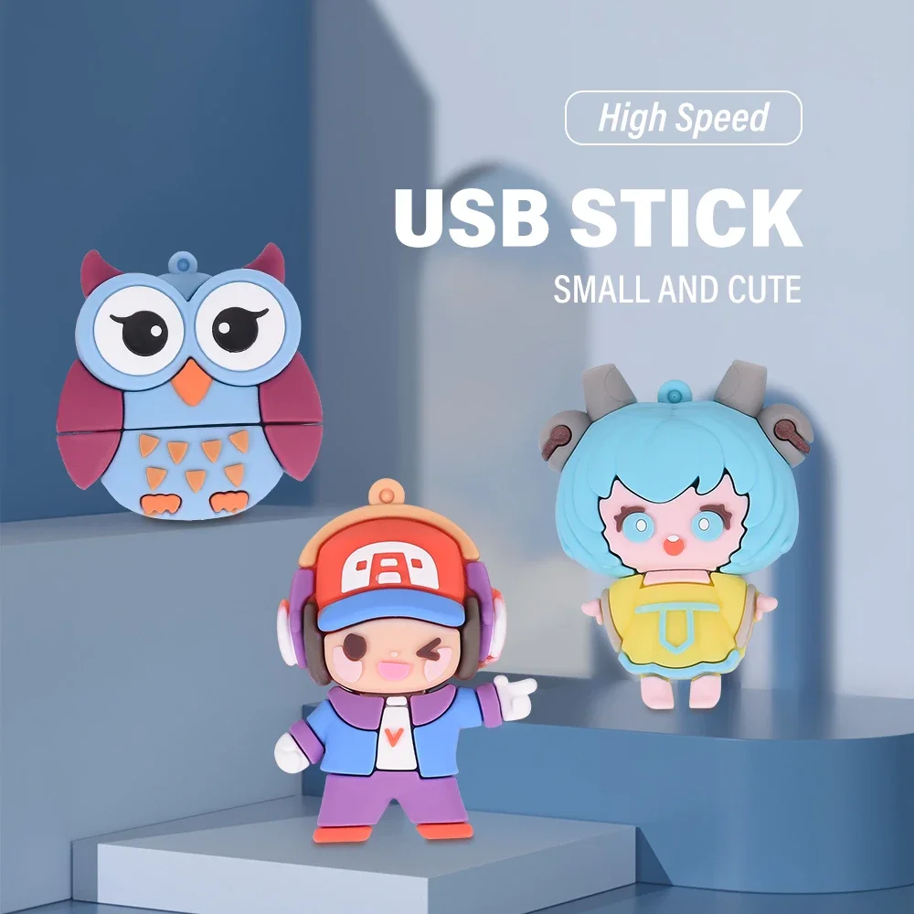 Jaster Cartoon Doll Usb Flash Drive 128Gb Pen Drive Ad Alta Velocità 64Gb Pink Music Brain Memory Stick 32Gb Capacità Reale U Disk Gift