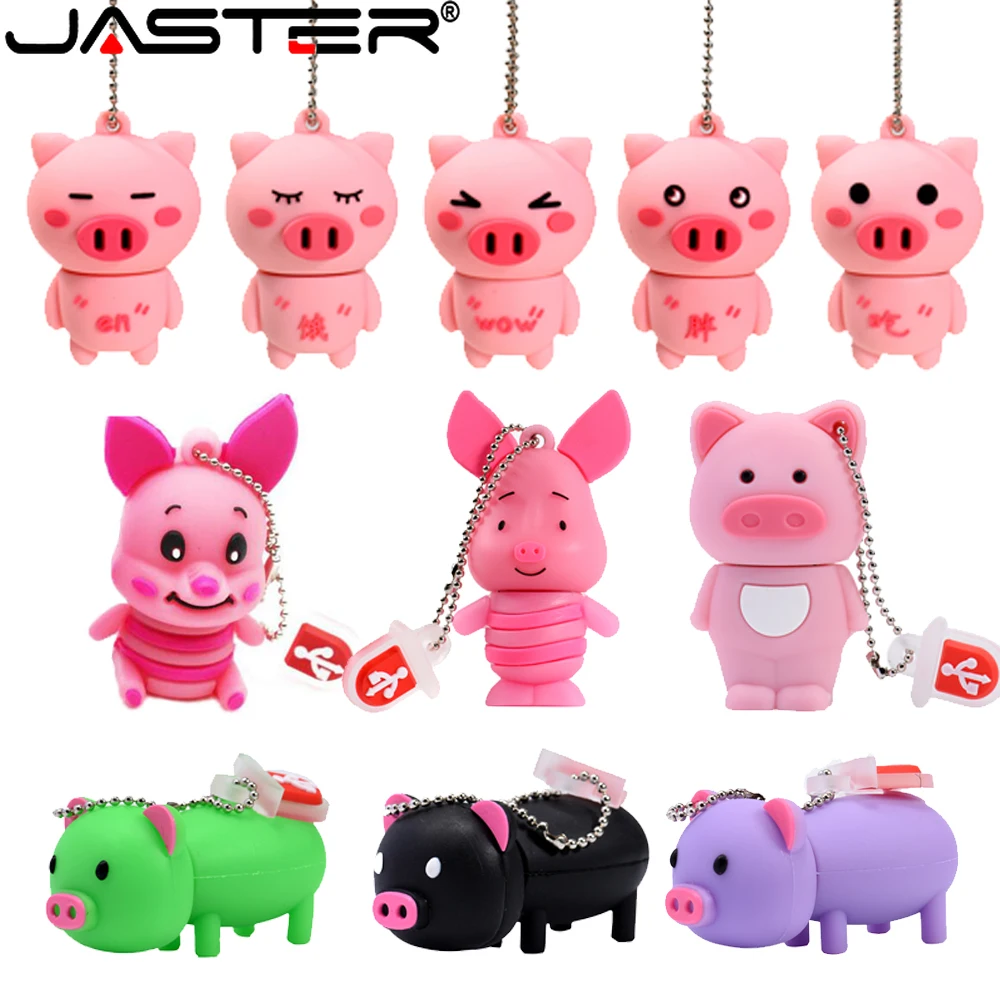 Jaster Cute Cartoon Usb 2.0 Flash Drive 64Gb Pink Pig Pen Drive Ad Alta Velocità Con Memory Stick Portachiavi 32Gb Regalo Aziendale U Disk