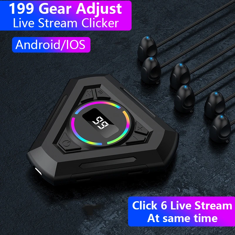 6 Teste 199 Regolazione Della Velocità Del Livello Smart Auto Screen Clicker Tiktok Live Like Tap Gaming Click Per Smart Phone Pad Tablet