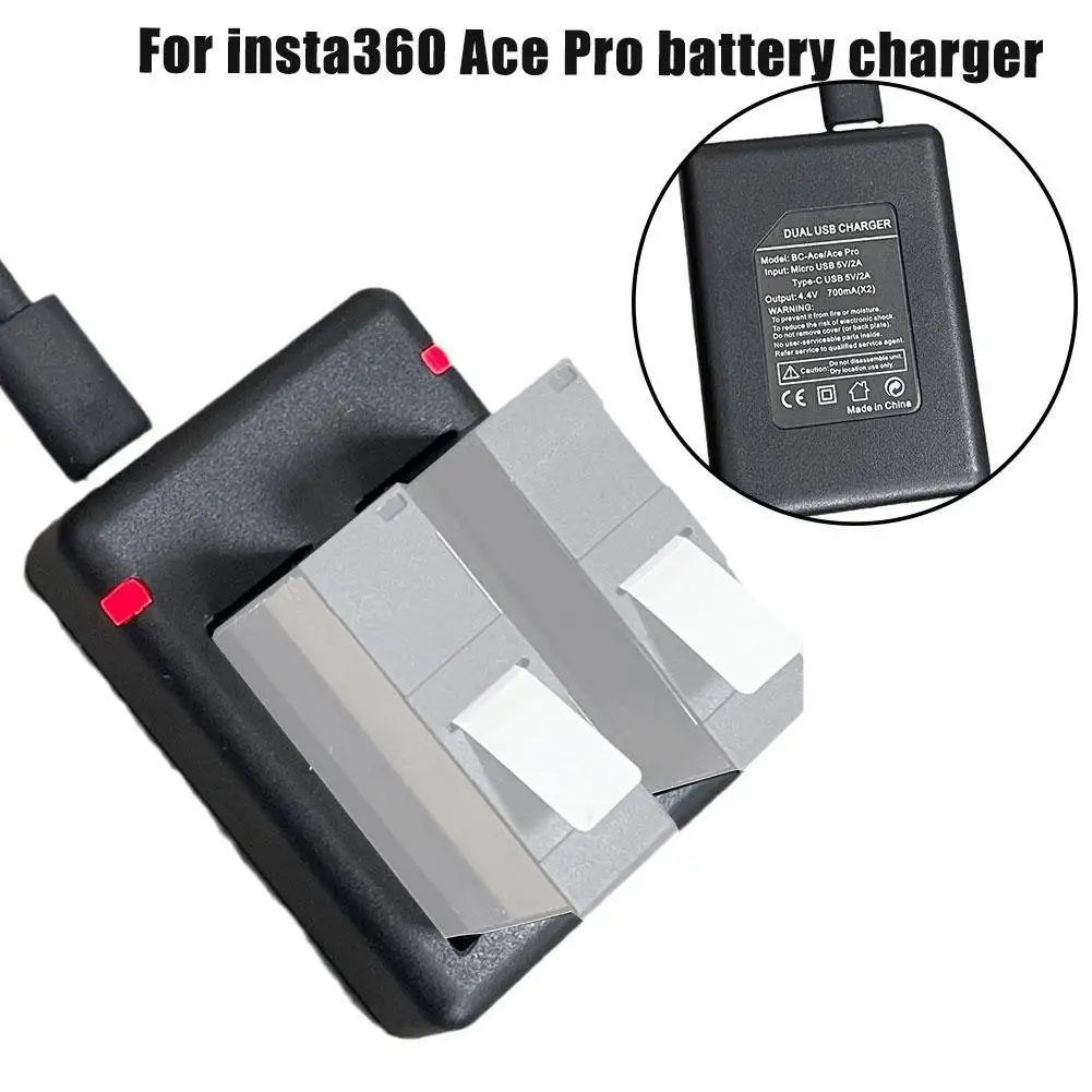 Per Insta360 Ace/Ace Pro Caricabatterie Per Fotocamera Caricabatteria Dual Usb 700Ma Per Accessori Per Action Cam Insta360