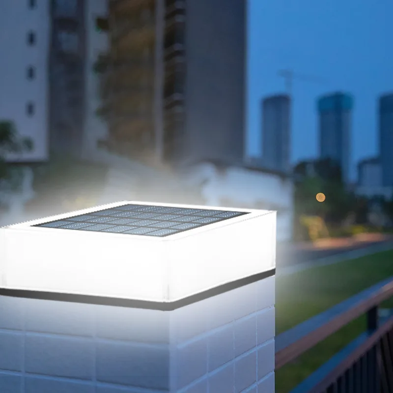 1Pc Solar Power Light Solar Led Light Outdoor Garden Decoration Outdoor Square Pillar Headlight Wall Light Gradient Courtyard