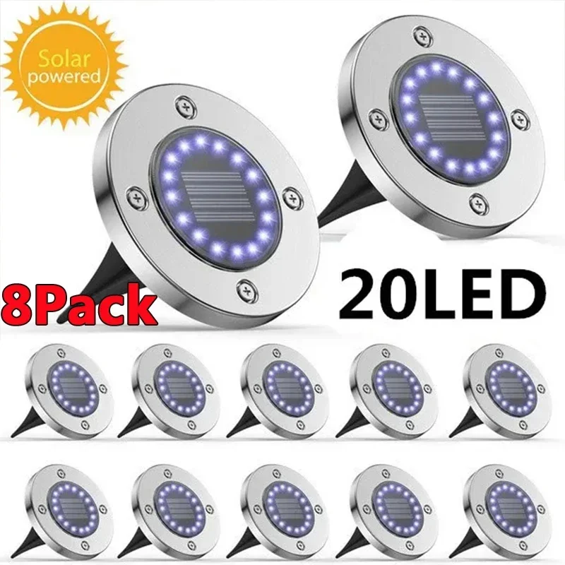 20Led Solar Power Disk Light Outdoor Garden Solar Underground Light Deck Light Faretto Sepolto Solar Led Lamp Decorazione Del Giardino