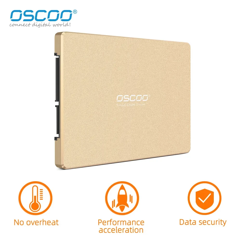 Oscoo 2D Mlc Unità A Stato Solido Interna 2.5 Pollici Sata Ssd Gold Hard Disk 2D Mlc 512Gb 256Gb Ssd Per Laptop Desktop