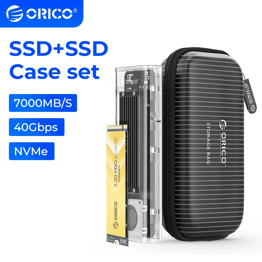 Orico Ssd + Ssd Case Set 512Gb/1Tb/2Tb Velocità Di Lettura Pcie 4.0X4 7000 Mb/S Ssd Con 40Gbps 4Tb 1.8 "Custodia Ssd Per Video Editor