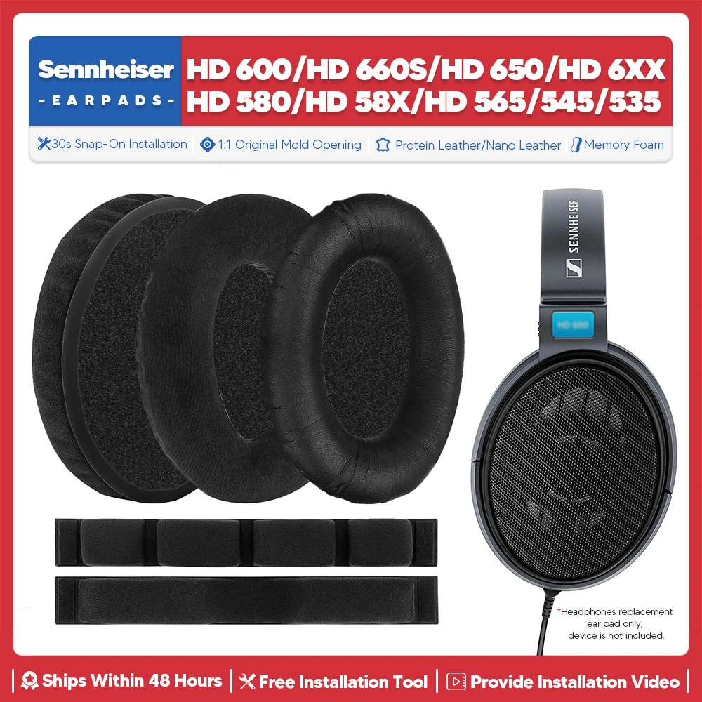 Cuscinetti Auricolari Di Ricambio Per Sennheiser Hd 600 660S 650 6Xx 580 58X 565 545 535 Accessori Per Cuffie Cuscino Per L'Orecchio Copertura In Memo