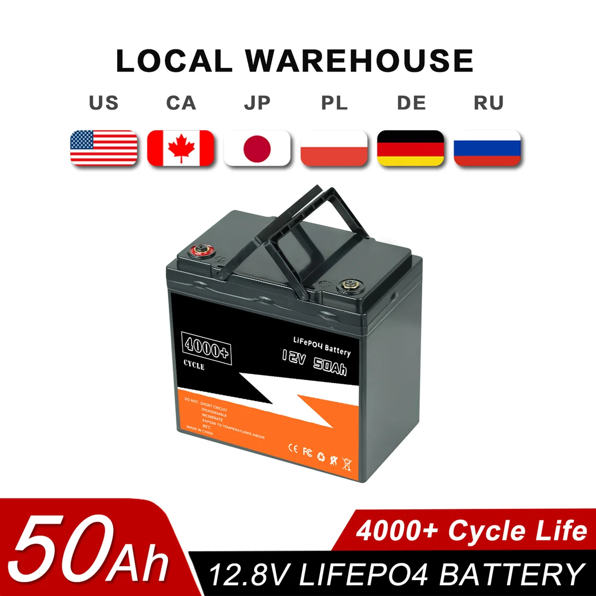Nuova Batteria 12V 50Ah Lifepo4 Integrata 4 S50A Bms 4000 + Cicli Profondi Per Rv Solar 12V 50Ah Batteria Al Litio Ricaricabile Senza Tasse