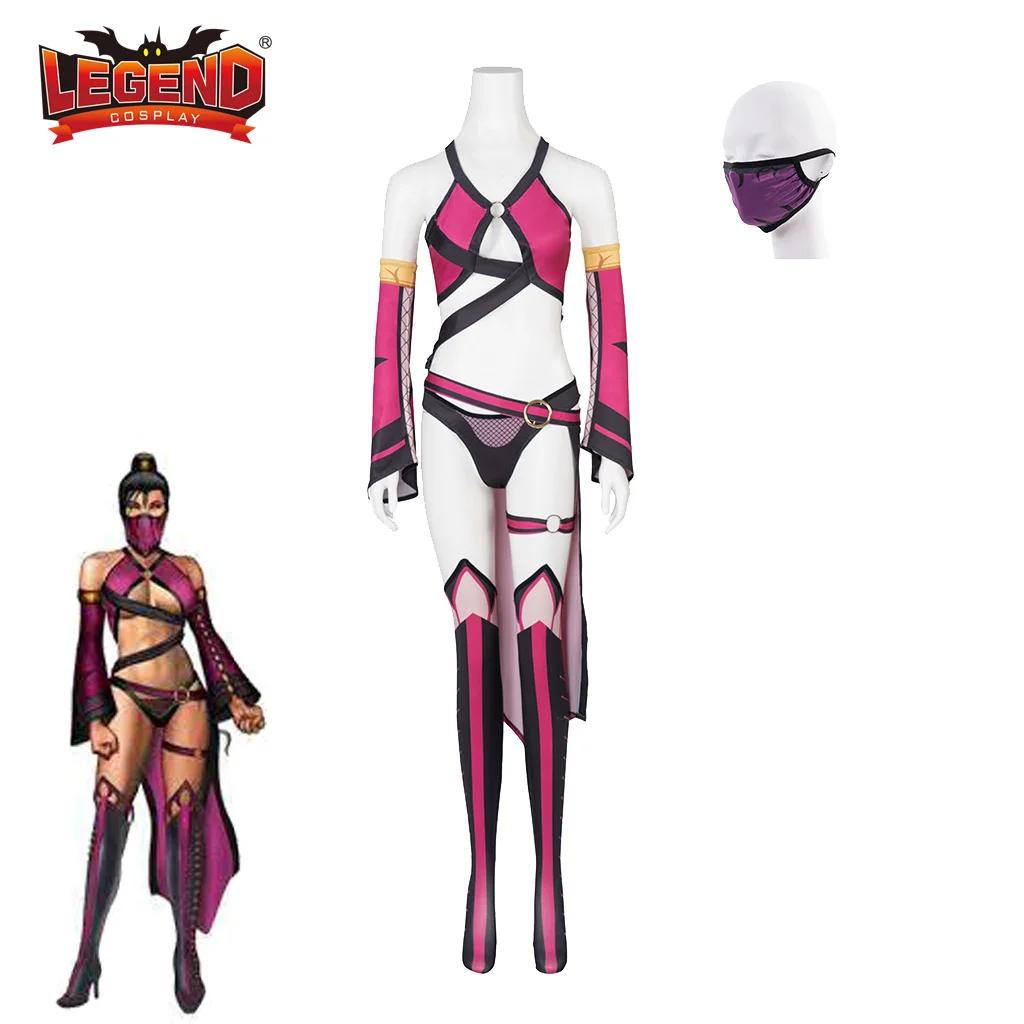 Mileena Cosplay Mk 9 Mortal Kombat Cosplay Women Mileena Costume Femminile Ninja Fighting Game Abiti Cosplay Sexy Con Maschera