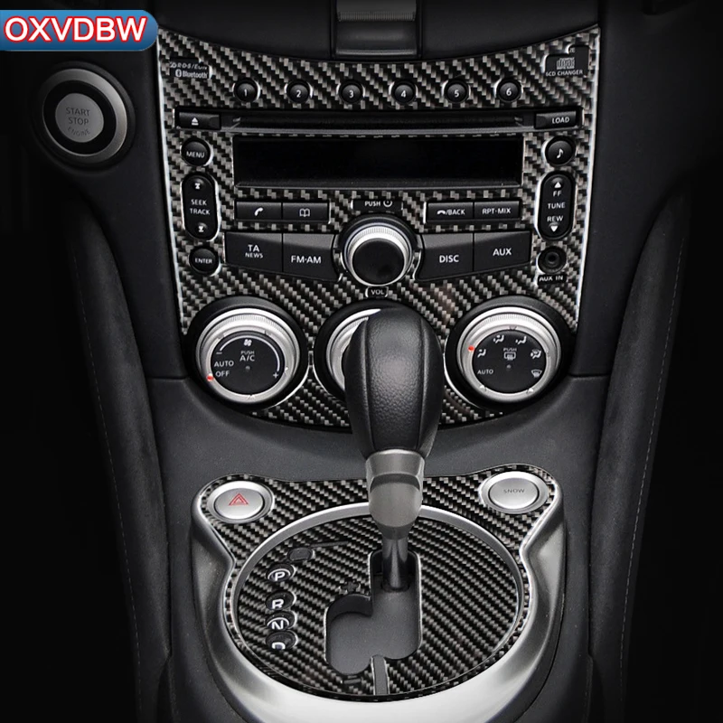 For Nissan 370Z Z34 Accessories Nismo Carbon Fiber Gear Cd Air Panel Door Handle Internal Stickers Decorative Lhd Rhd Carstyling
