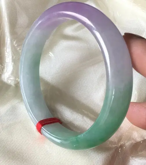 Gioielli Nobili Da Donna Bracciale In Giada Piatta Di Giada Birmano Tricolore Viola + Certificato