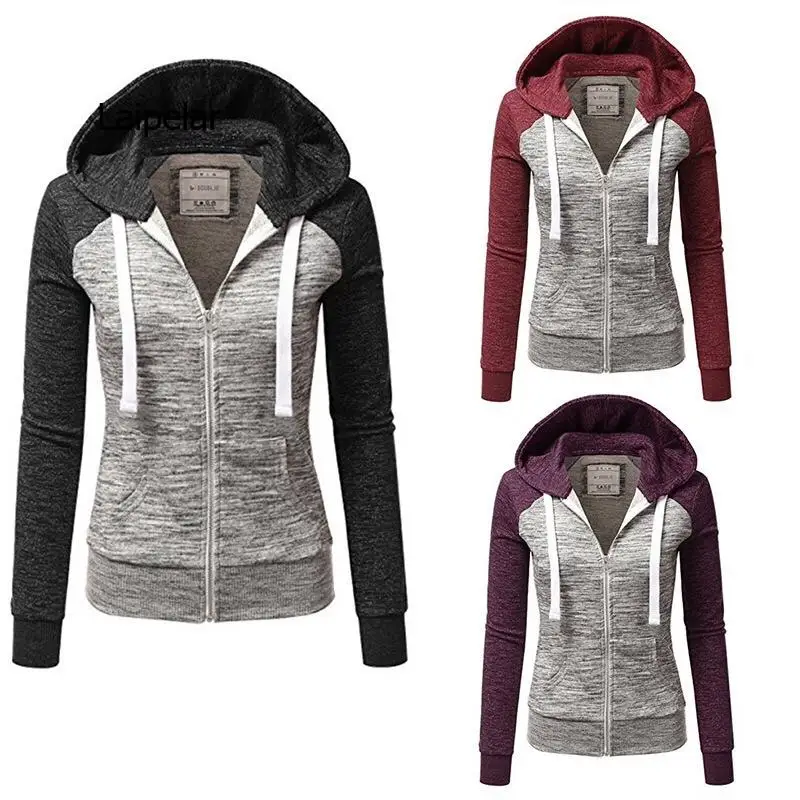 Tricolor Stitching Slim Hooded Cardigan Sweater Jacket  Fall 2020 Women Clothing  Couple Clothes  Goth Clothes  Zipper  Casual