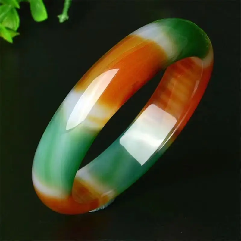 Natural Real Jade Colorato Agata Bangle Flat Bar Jade Bangle Tricolore Giadeite Per Bracciali Regalo Temperamento Donna