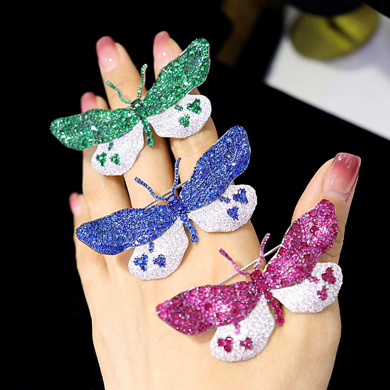 Zoca Luxury Design Tricolore 925 Sterling Silver Handmade Butterfly Spille Pin Women Gift Boutique Jewelry Ornamenti Per Feste