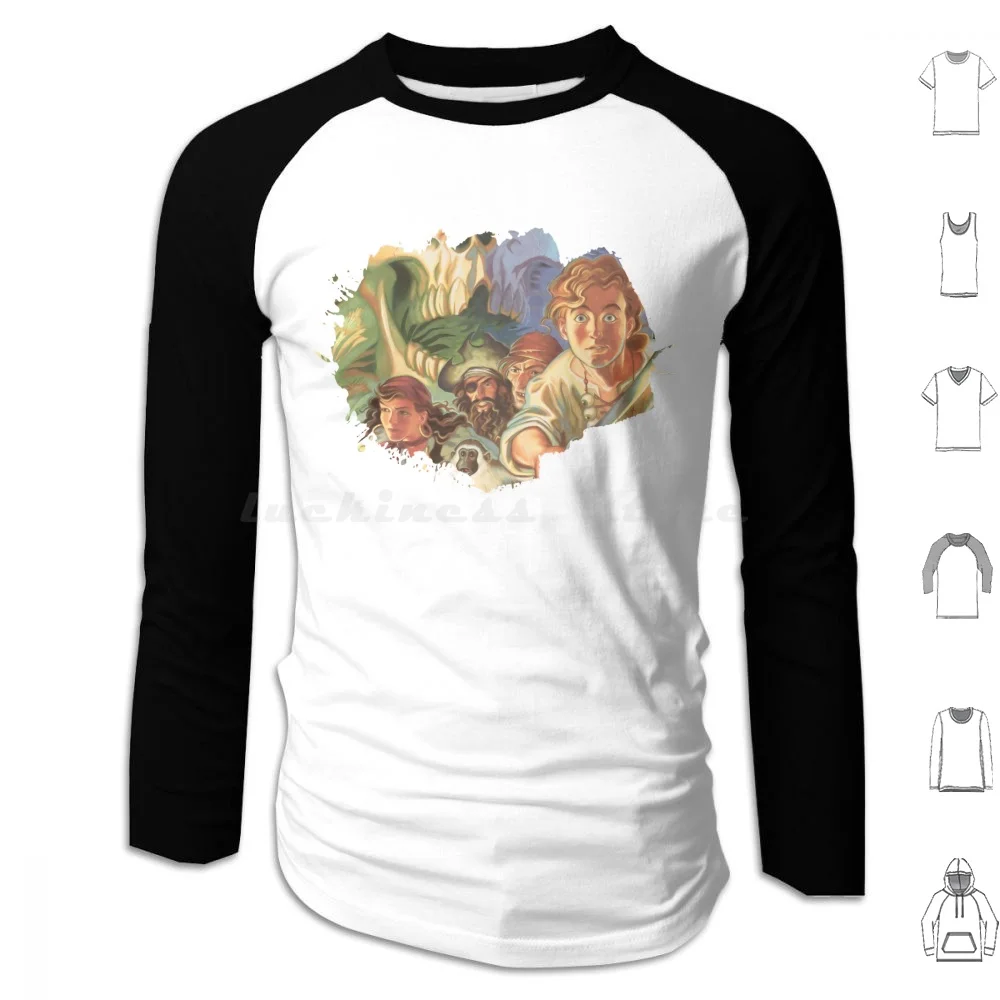 Monkey Island Tribute-The Secret Of Monkey Island Splatter Design Felpe Con Cappuccio Manica Lunga Monkey Island Secret Of Monkey