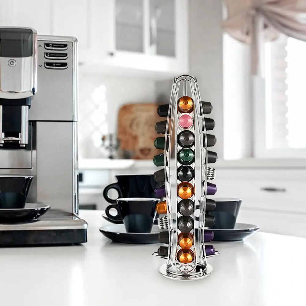 Girevole 40 Tazze Nescafe Dolce Gusto Portacapsule Metallo Dolce Gusto Cialde Scaffali Caffè Capsule Stand Scaffali Rack